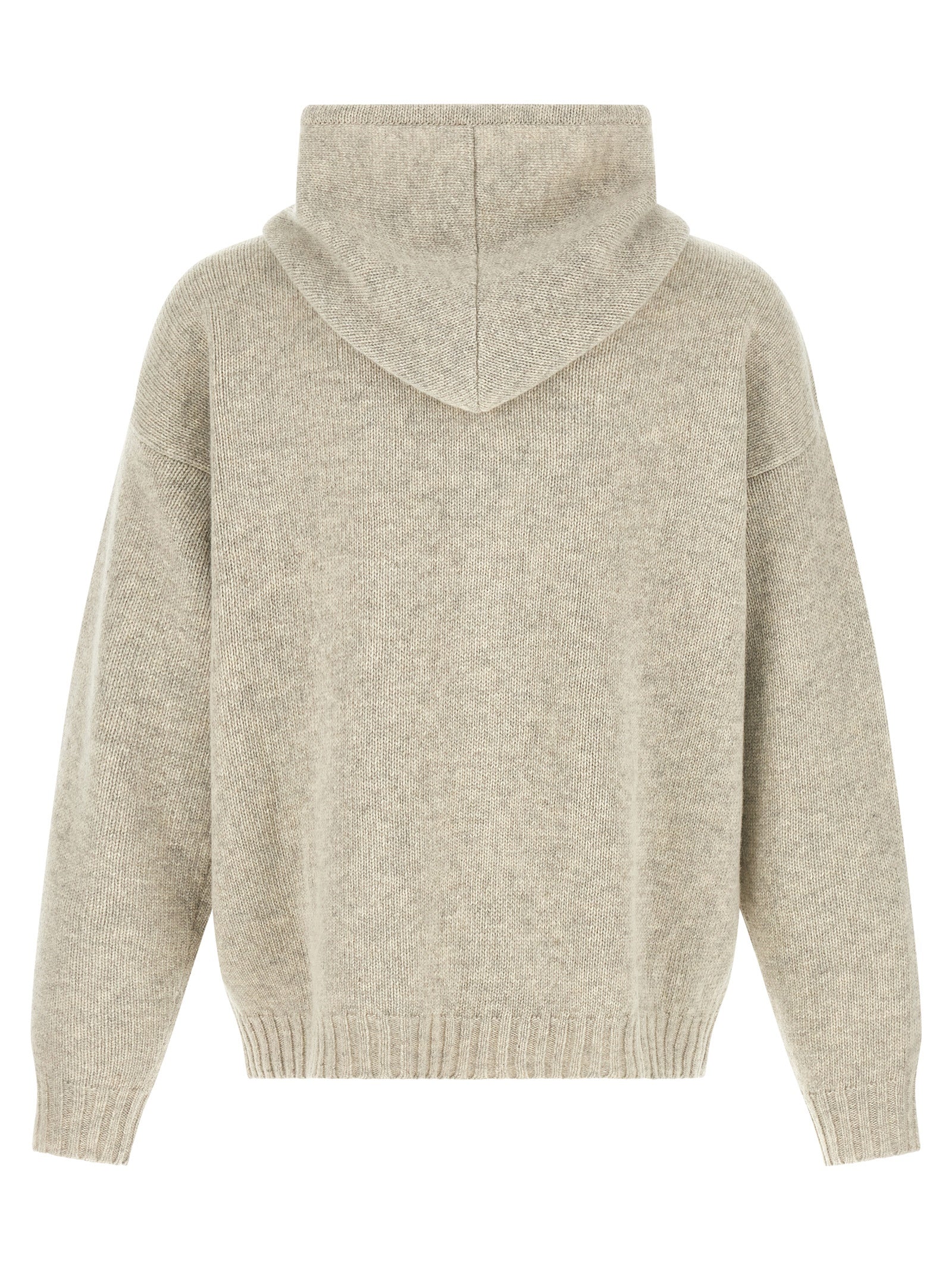 Hooded Cardigan by MM6 Maison Margiela for men in polyamide wool gray & white presents a textural silhouette, artfully finished with a textural hooded neckline and for a sophisticated, textural look.