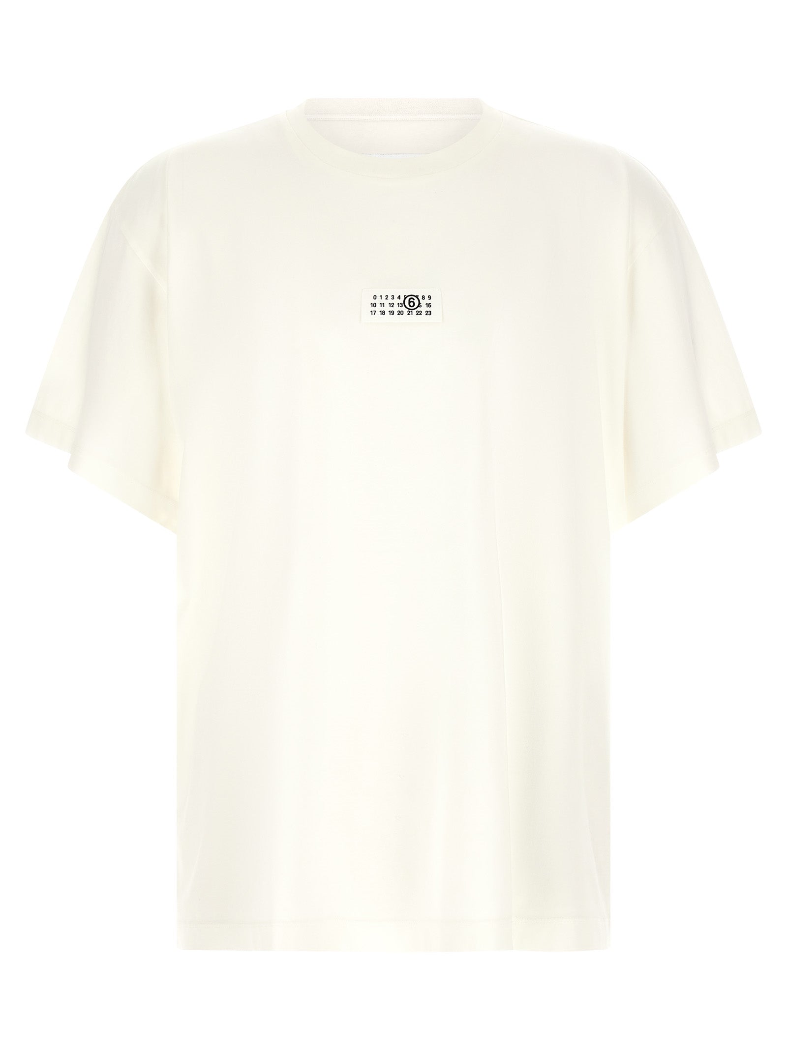 T-Shirt by MM6 Maison Margiela for men in cotton white & signature showcases a chic silhouette, artfully detailed with a chic crew neckline and for a chic finish.