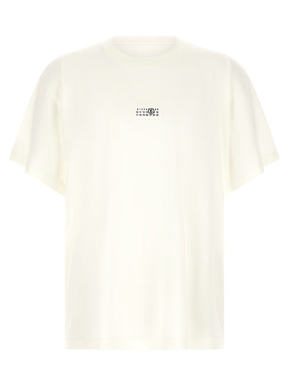 T-Shirt by MM6 Maison Margiela for men in cotton white & signature showcases a chic silhouette, artfully detailed with a chic crew neckline and for a chic finish.