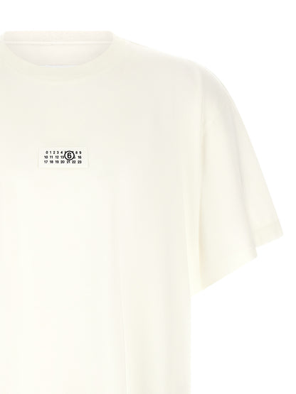 T-Shirt by MM6 Maison Margiela for men in cotton white & signature showcases a unassuming silhouette, artfully detailed with a refined crew neckline and unassuming for a sophisticated, contemporary look.