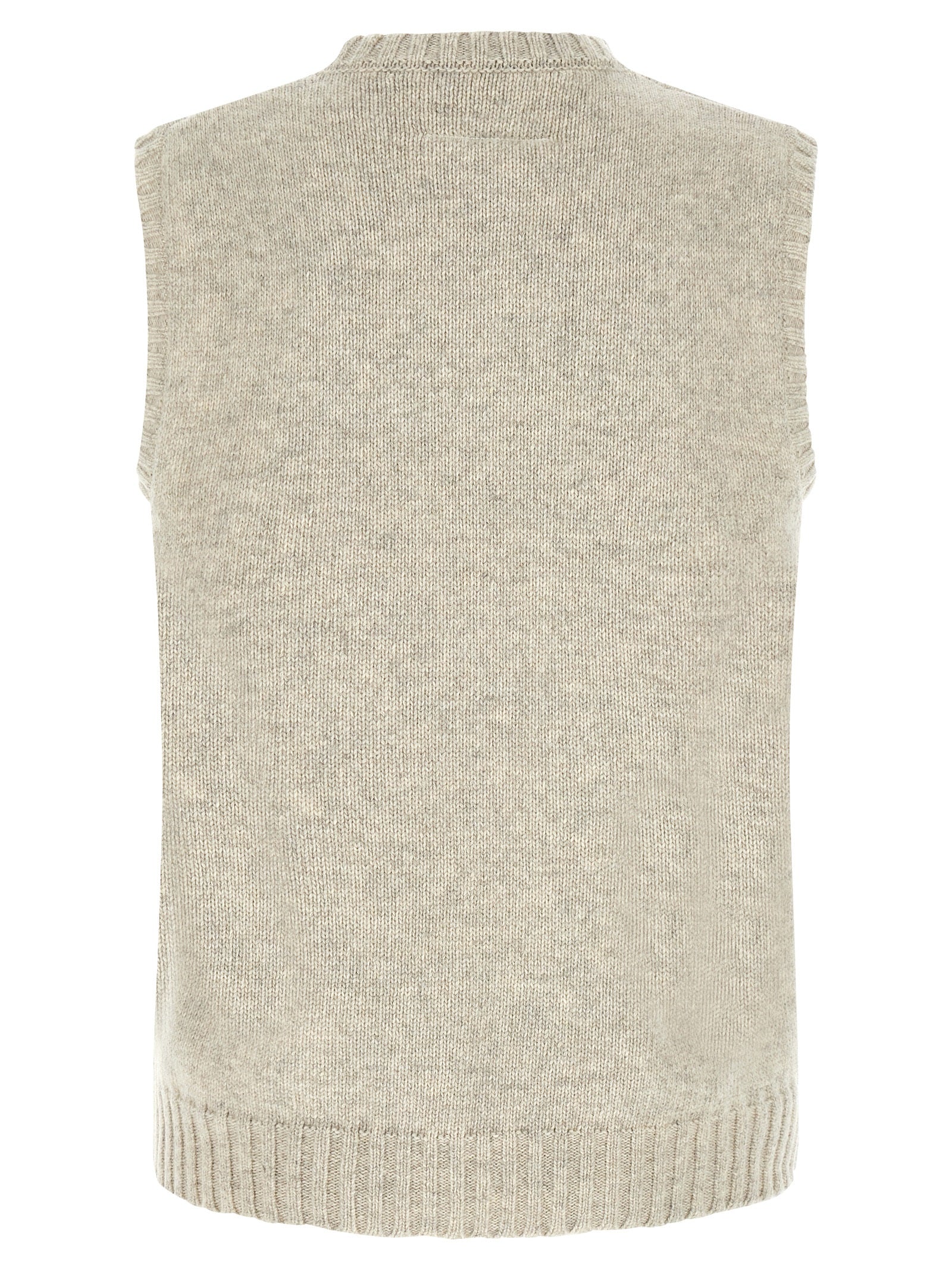 Sweatshirt by MM6 Maison Margiela for men in polyamide wool gray, white & signature presents a smart casual silhouette, featuring a smart casual round neckline and for a sophisticated look.