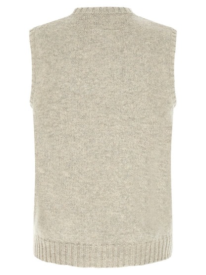 Sweatshirt by MM6 Maison Margiela for men in polyamide wool gray, white & signature presents a smart casual silhouette, featuring a smart casual round neckline and for a sophisticated look.