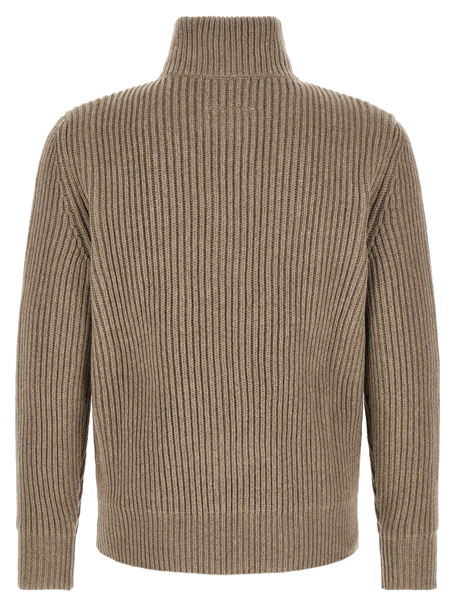 Overcoat by MM6 Maison Margiela for men in polyamide & wool beige & white features an voluminous silhouette, showcasing distinct and a voluminous for a truly voluminous aesthetic.