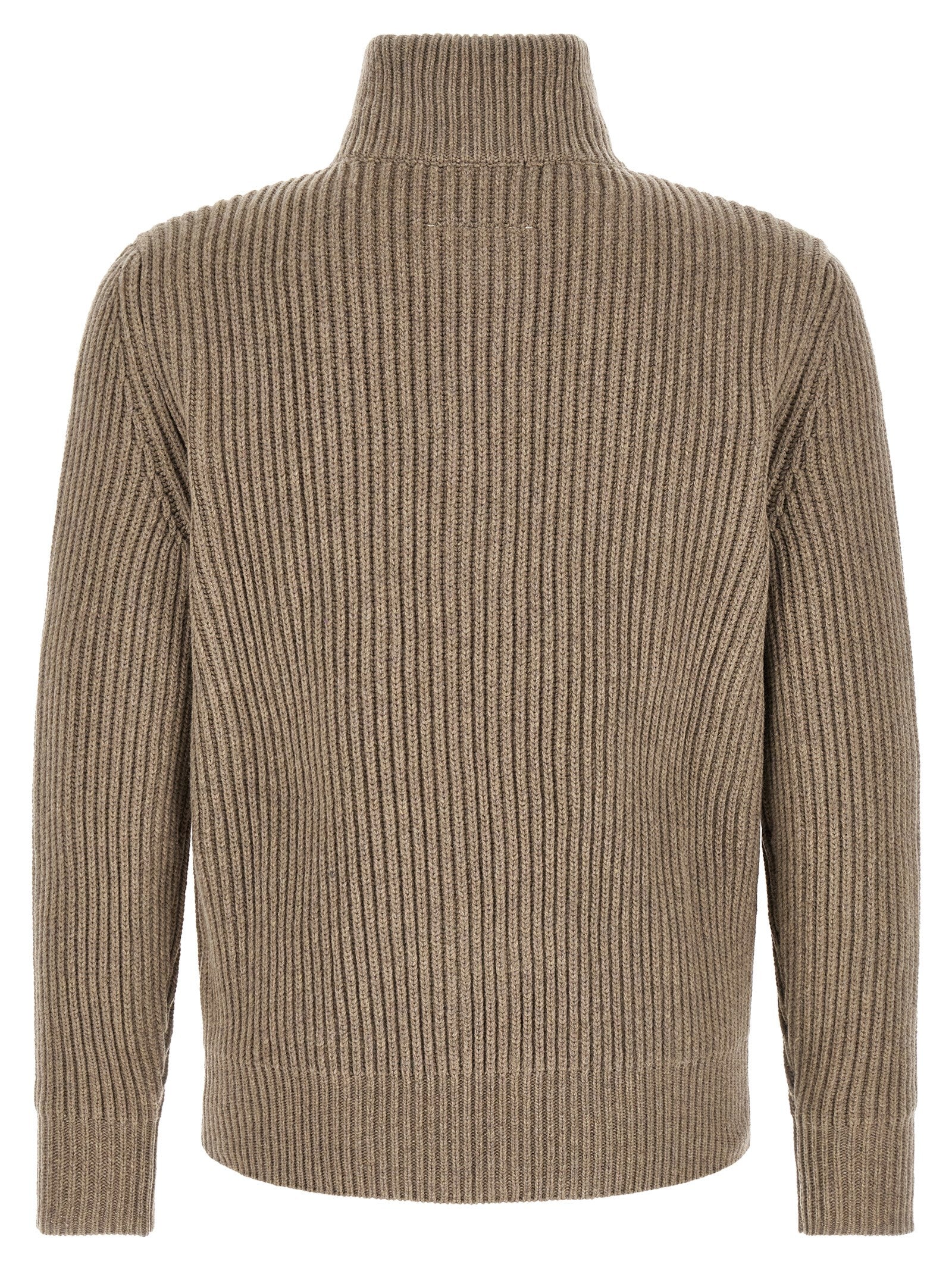 Overcoat by MM6 Maison Margiela for men in polyamide & wool beige & white features an voluminous silhouette, showcasing distinct and a voluminous for a truly voluminous aesthetic.