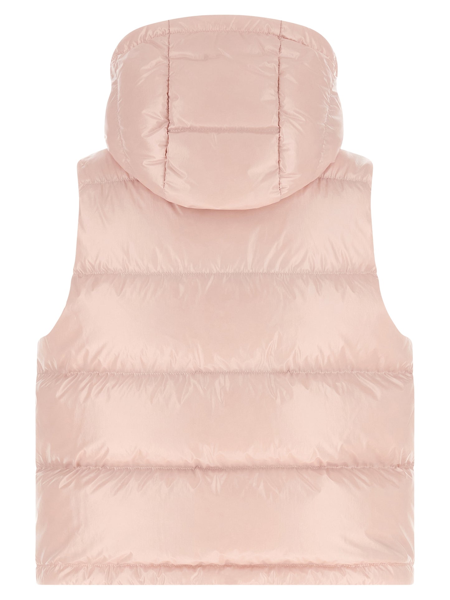 Hooded Vest by Moncler for women in polyamide felt multicolor, pink & signature showcases a utilitarian silhouette, artfully incorporating hooded and a utilitarian hooded neckline for a truly utilitarian finish.