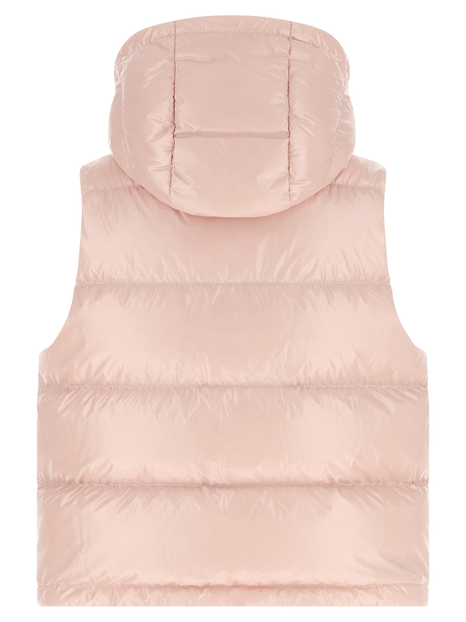 Hooded Vest by Moncler for women in polyamide felt multicolor, pink & signature showcases a utilitarian silhouette, artfully incorporating hooded and a utilitarian hooded neckline for a truly utilitarian finish.