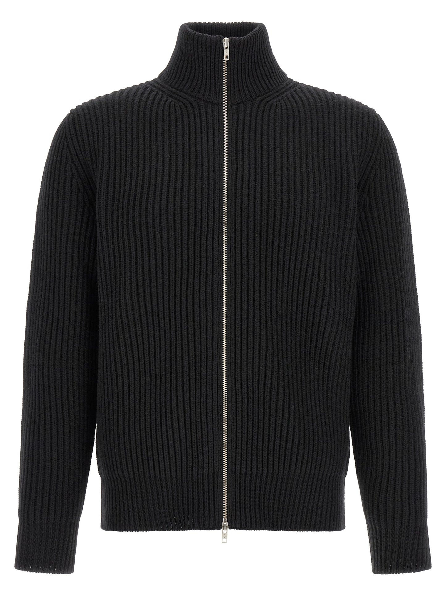 Overcoat by MM6 Maison Margiela for men in polyamide & wool black, silver & white showcases a enveloping silhouette, detailed with distinctive and a enveloping .