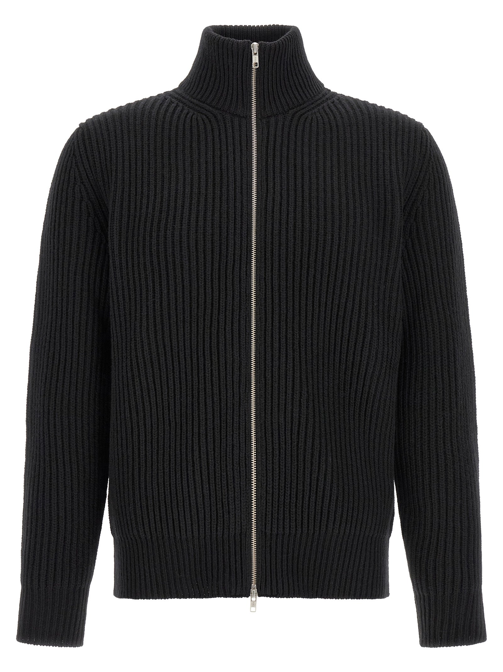 Overcoat by MM6 Maison Margiela for men in polyamide & wool black, silver & white showcases a enveloping silhouette, detailed with distinctive and a enveloping .