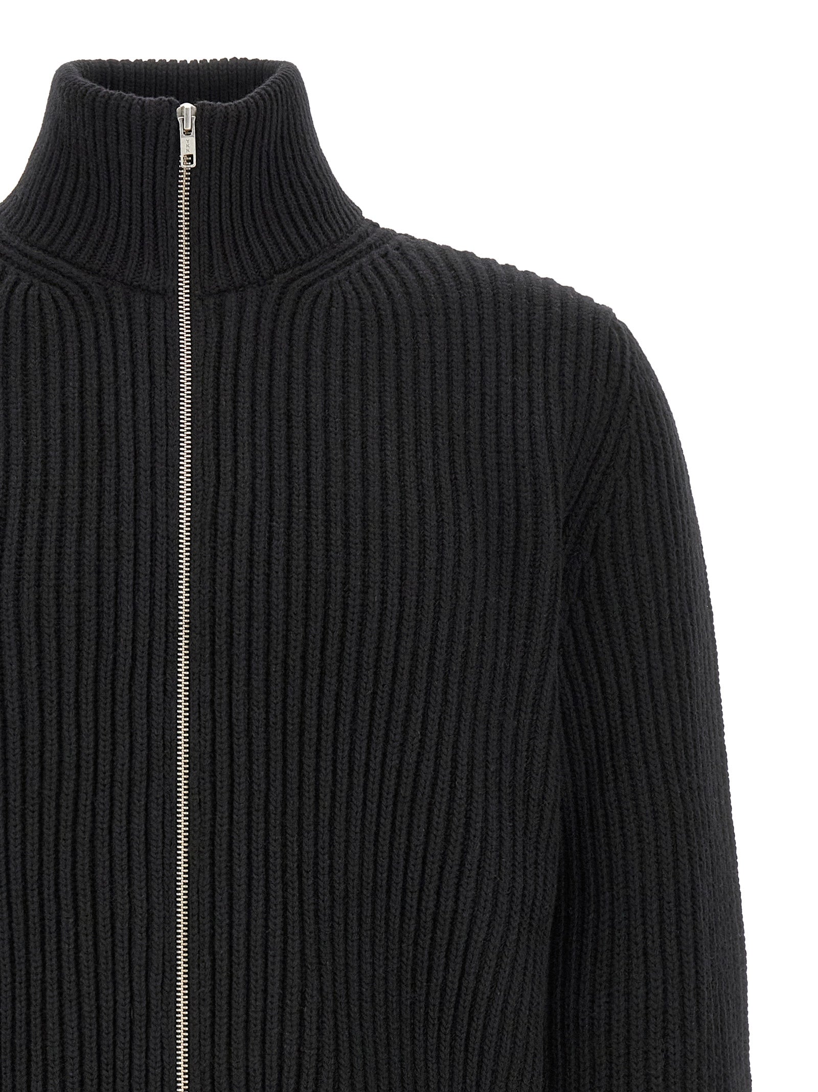Overcoat by MM6 Maison Margiela for men in polyamide & wool black, silver & white features a cosy chic silhouette, artfully detailed with a sophisticated and premium for a cosy chic finish.