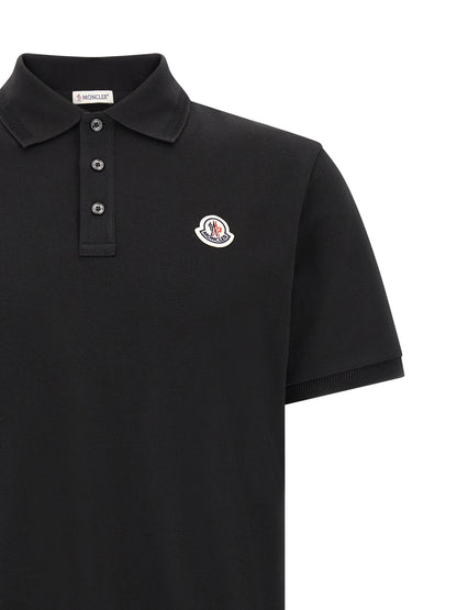 Moncler Black Cotton Polo Shirt