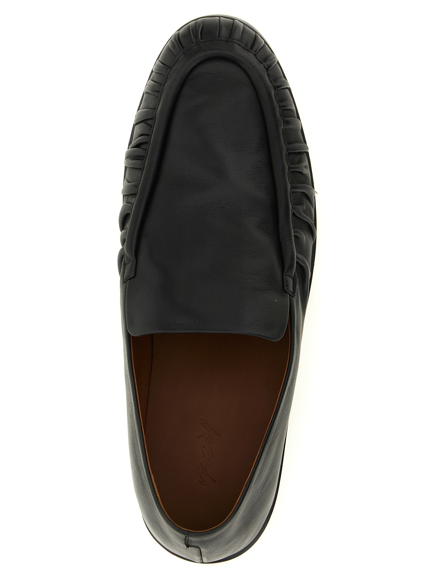 This Flat Moccasin Moccasins Loafer Slip-On Shoes by Marsell for men in calfskin leather black & natural features an exquisite silhouette from the Men's Calfskin Leather Flat Moccasin Moccasins Loafer Slip-On Shoes collection, defined by a sophisticated flat and elegant .