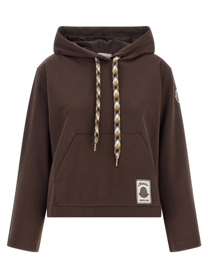 Sweatshirt Hoodie by Moncler for women in polyamide & cotton brown & signature features a edgy silhouette, detailed with a edgy hooded neckline and for a refined finish.