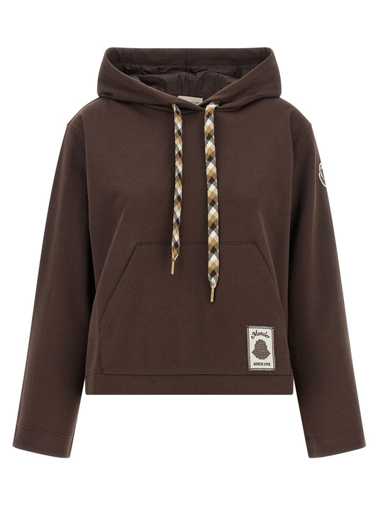 Sweatshirt Hoodie by Moncler for women in polyamide & cotton brown & signature features a edgy silhouette, detailed with a edgy hooded neckline and for a refined finish.