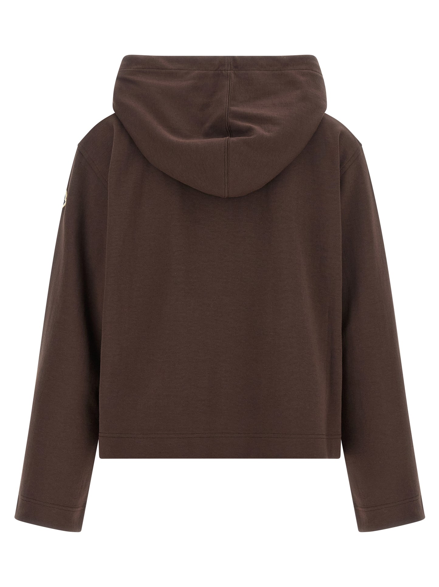 Sweatshirt Hoodie by Moncler for women in polyamide & cotton brown & signature features a slouchy chic silhouette, detailed with a slouchy chic and a signature hooded neckline for an elevated aesthetic.