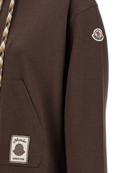 Sweatshirt Hoodie by Moncler for women in polyamide & cotton brown & signature features an luminous silhouette, showcasing a sophisticated and for a truly luminous look.