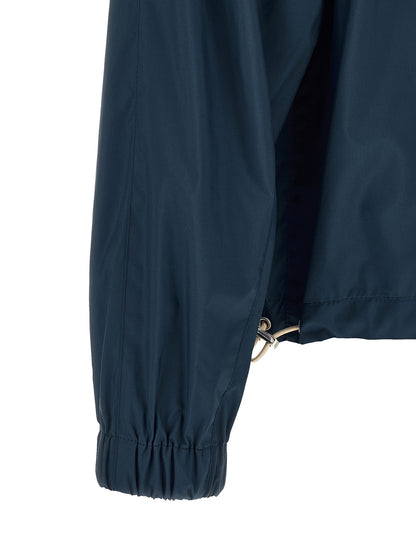 Overcoat by Brunello Cucinelli for men in polyester & nylon navy features an voluminous silhouette, showcasing distinct lightweight & pockets and a voluminous for a truly voluminous aesthetic.