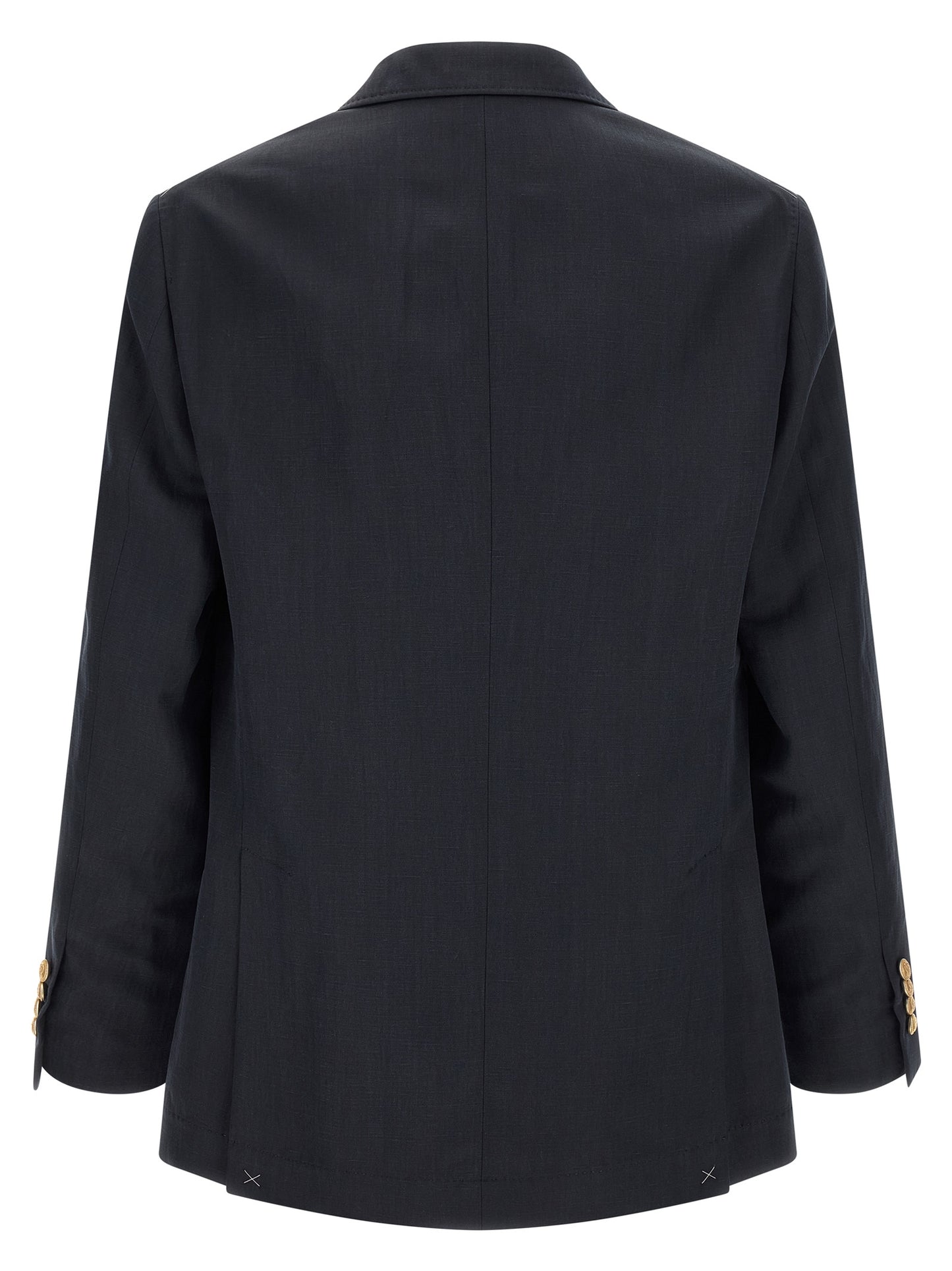 Blazer by Brunello Cucinelli for men in linen silk twill blue & gold features an stylish silhouette, showcasing a sophisticated and stylish for a truly stylish finish.