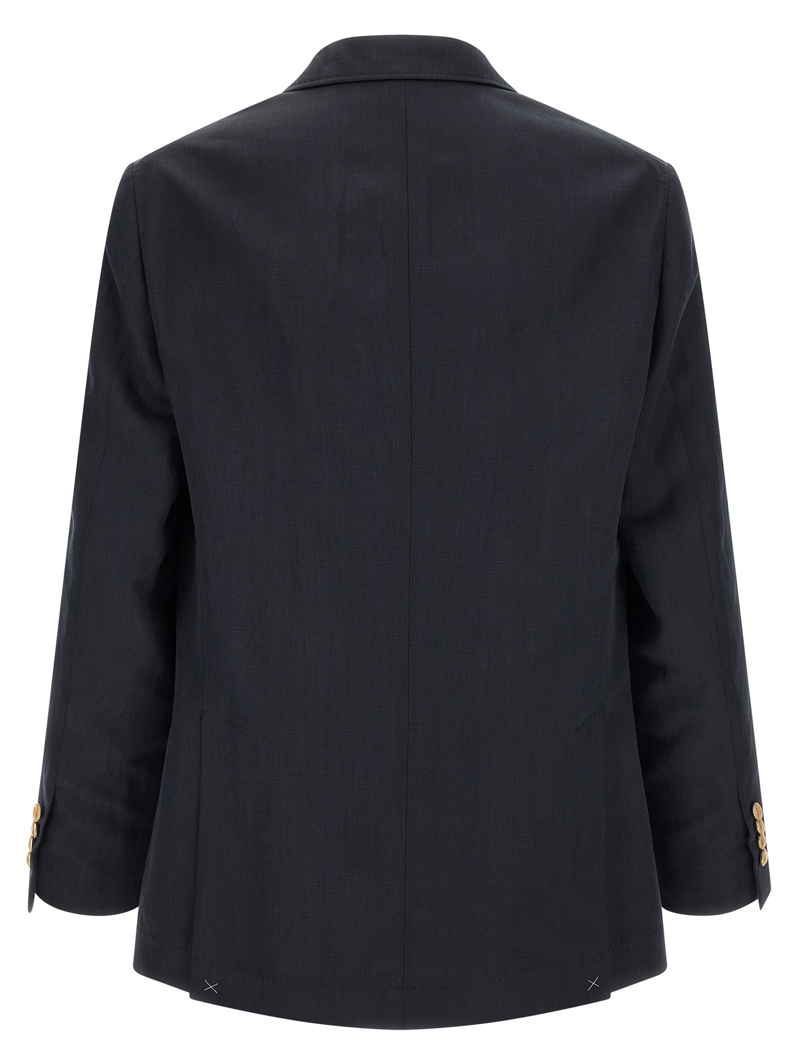 Blazer by Brunello Cucinelli for men in linen silk twill blue & gold features an stylish silhouette, showcasing a sophisticated and stylish for a truly stylish finish.