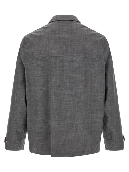 Brunello Cucinelli Gray Virgin Wool Full-Length Jacket