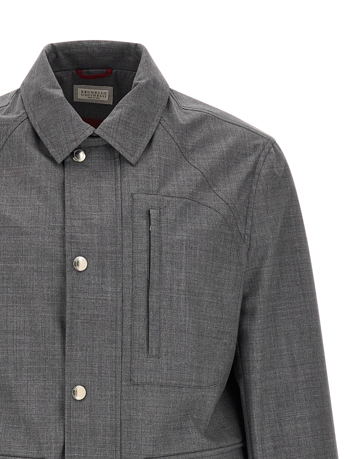 Brunello Cucinelli Gray Virgin Wool Full-Length Jacket