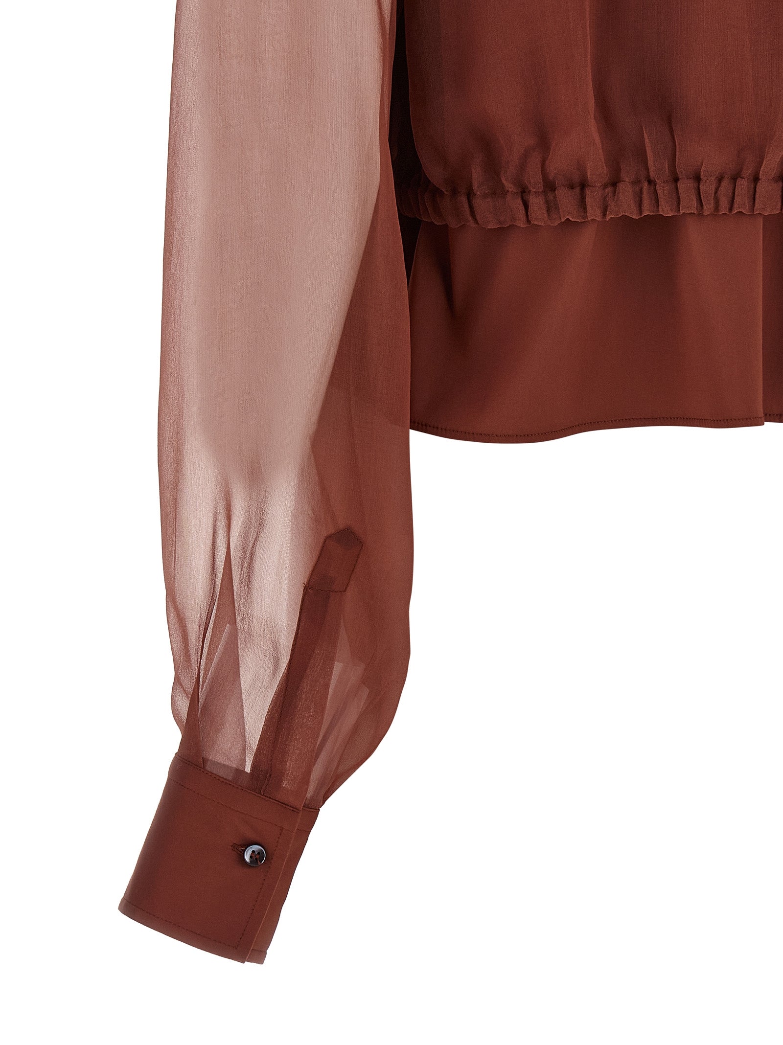 Blouse by Brunello Cucinelli for women in silk polyamide & cotton brown & transparent presents a discerning silhouette, showcasing a sophisticated and for a truly discerning finish.