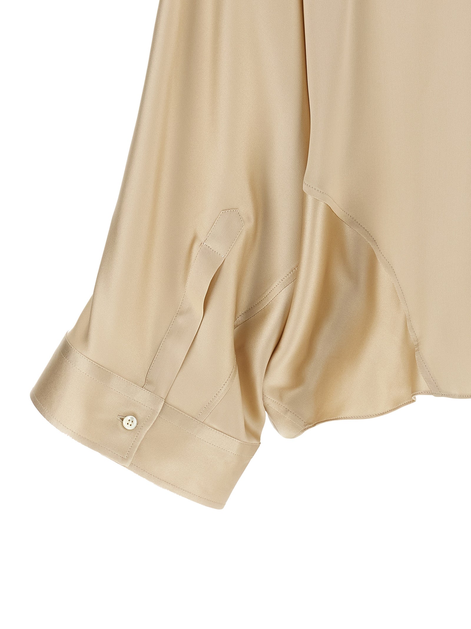 Blouse by Brunello Cucinelli for women in silk satin beige, natural, pearl & sand, featuring a nuanced and nuanced for a sophisticated finish.