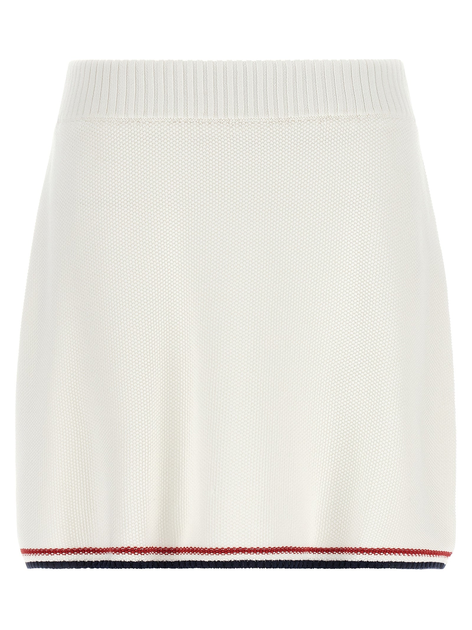 Skirt by Brunello Cucinelli for women in cotton navy, red, white & striped features a contoured silhouette from the Women's Cotton Mini Long Skirt collection, characterized by its contoured mini long for a contoured finish.