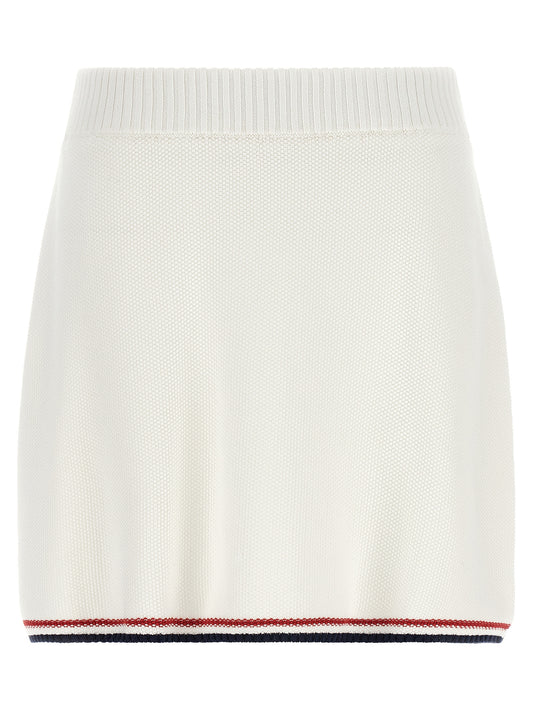 Skirt by Brunello Cucinelli for women in cotton navy, red, white & striped features a contoured silhouette from the Women's Cotton Mini Long Skirt collection, characterized by its contoured mini long for a contoured finish.