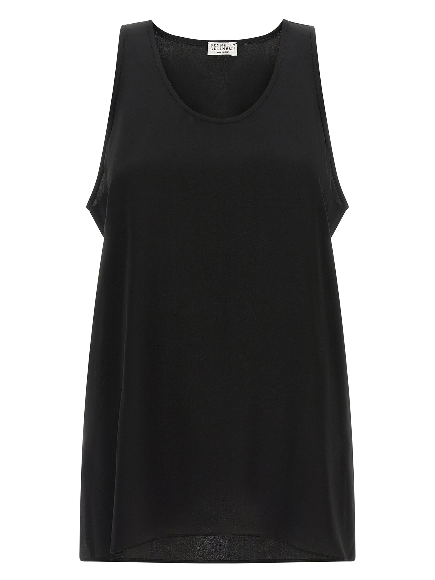 Shirt by Brunello Cucinelli for women in silk black features an architectural silhouette with a refined and elegant round neckline for a architectural look.