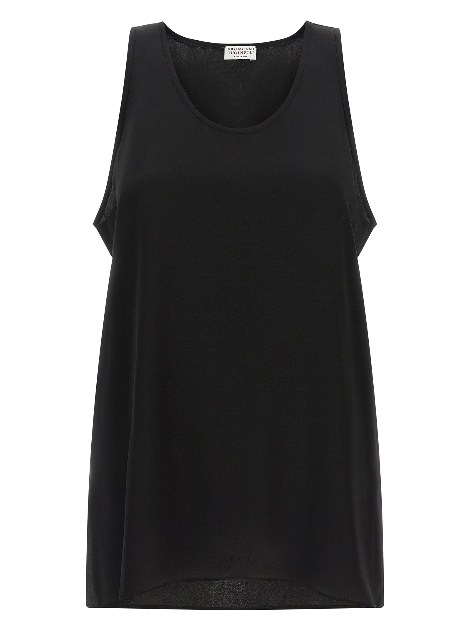 Shirt by Brunello Cucinelli for women in silk black features an architectural silhouette with a refined and elegant round neckline for a architectural look.