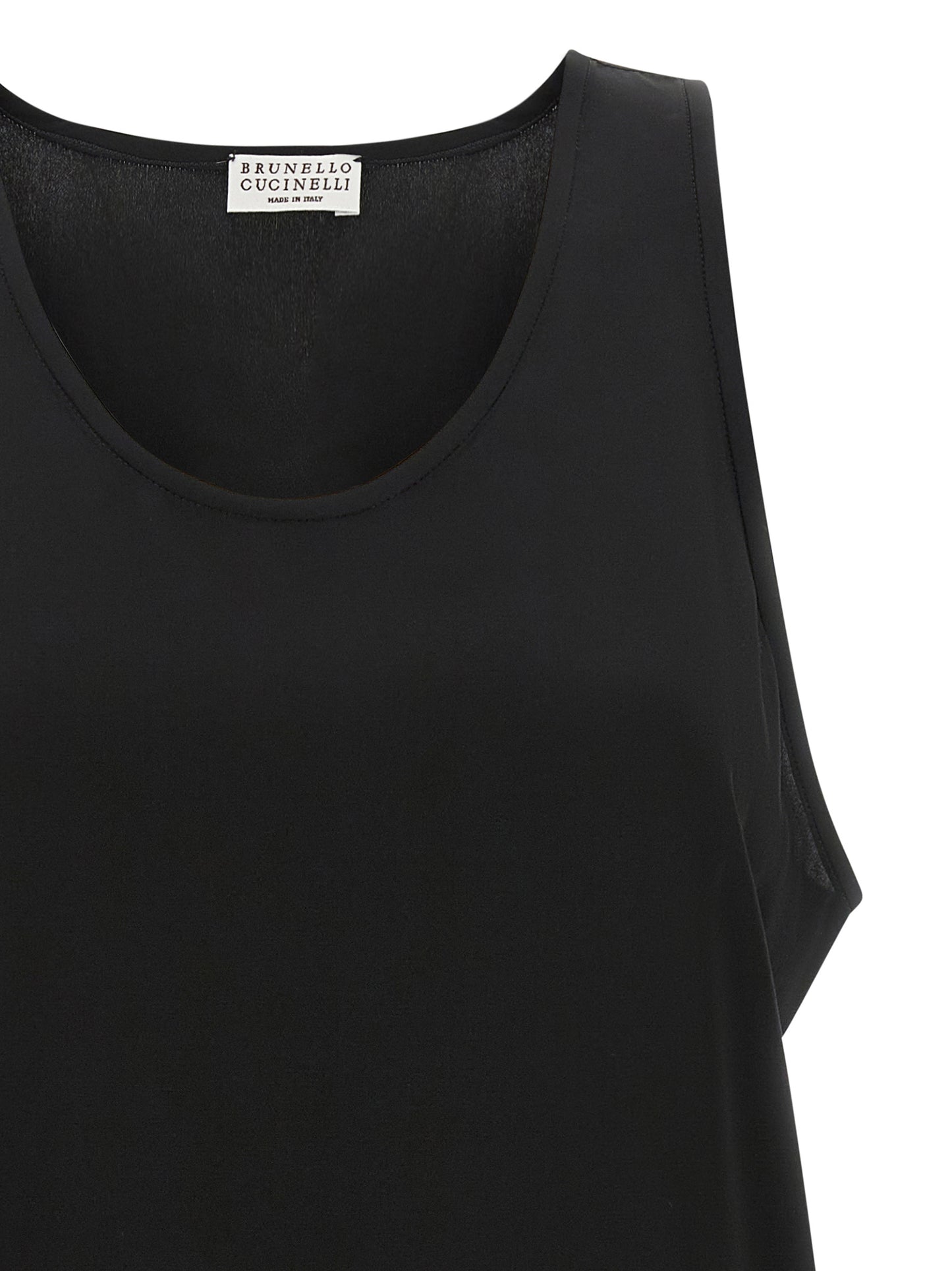 Shirt by Brunello Cucinelli for women in silk black, featuring a nuanced and nuanced round neckline for a sophisticated finish.