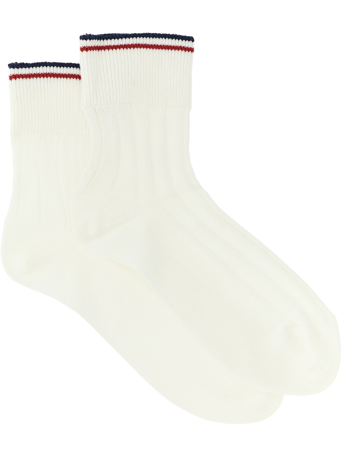 Socks by Brunello Cucinelli for women in cotton navy, red, white & striped features an stylish silhouette, showcasing the stylish design of this Essence Women's Cotton Socks with a stylish finish.