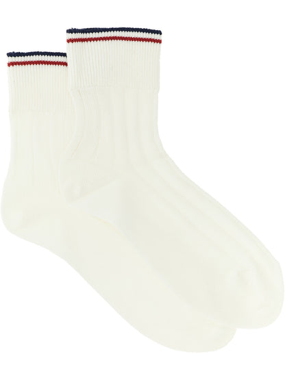 Socks by Brunello Cucinelli for women in cotton navy, red, white & striped features an stylish silhouette, showcasing the stylish design of this Essence Women's Cotton Socks with a stylish finish.