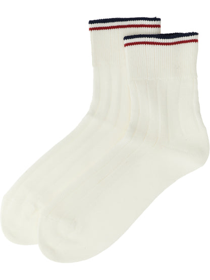 Socks by Brunello Cucinelli for women in cotton navy, red, white & striped presents a perennial silhouette, artfully capturing the refined essence of the perennial Essence Women's Cotton Socks design with a perennial finish.