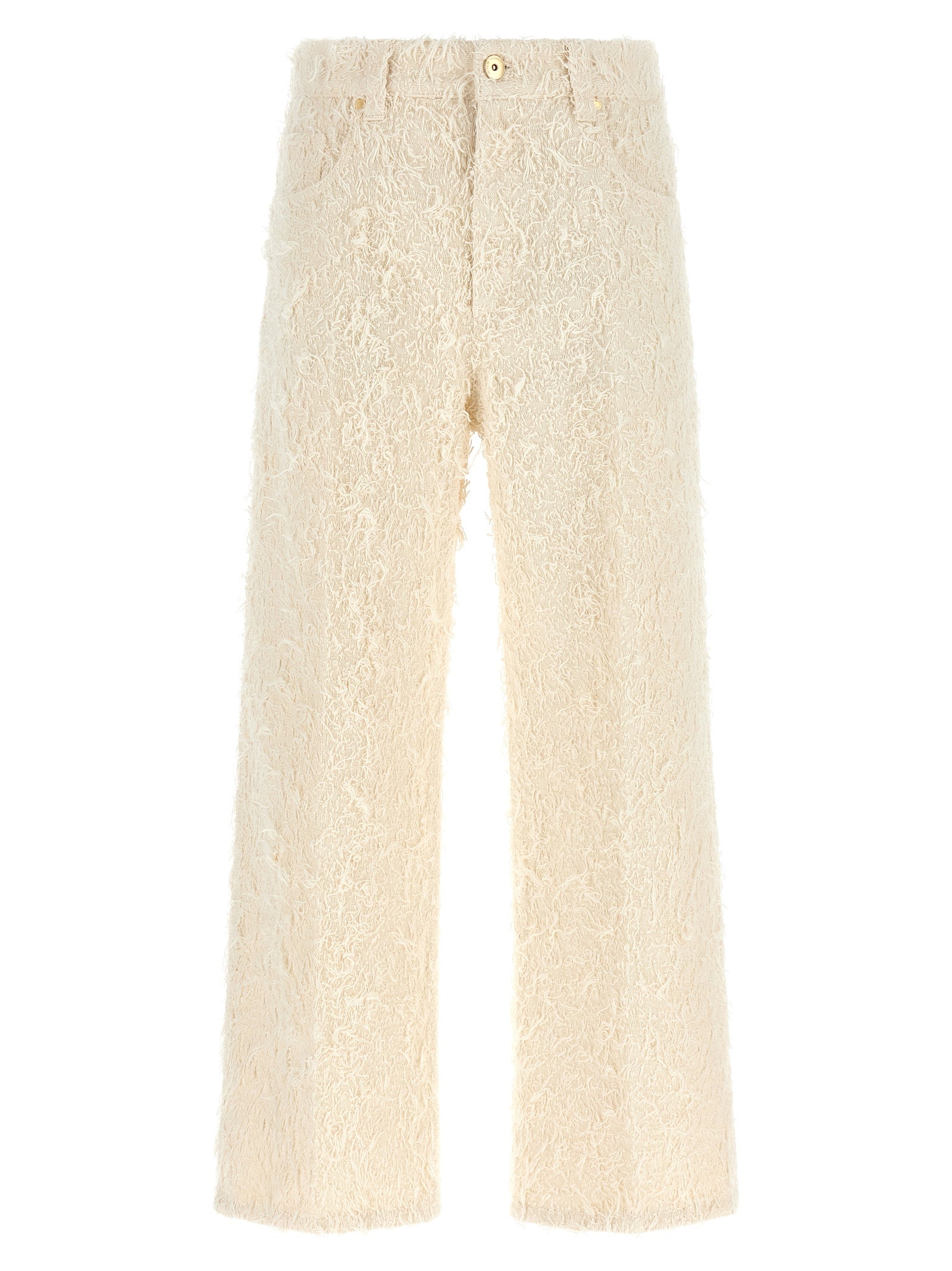 Trousers by Brunello Cucinelli for women in cotton denim beige, brown, gold & ivory features an on trend silhouette, showcasing a sophisticated straight-leg & cropped with a cropped and high rise for an on trend finish.