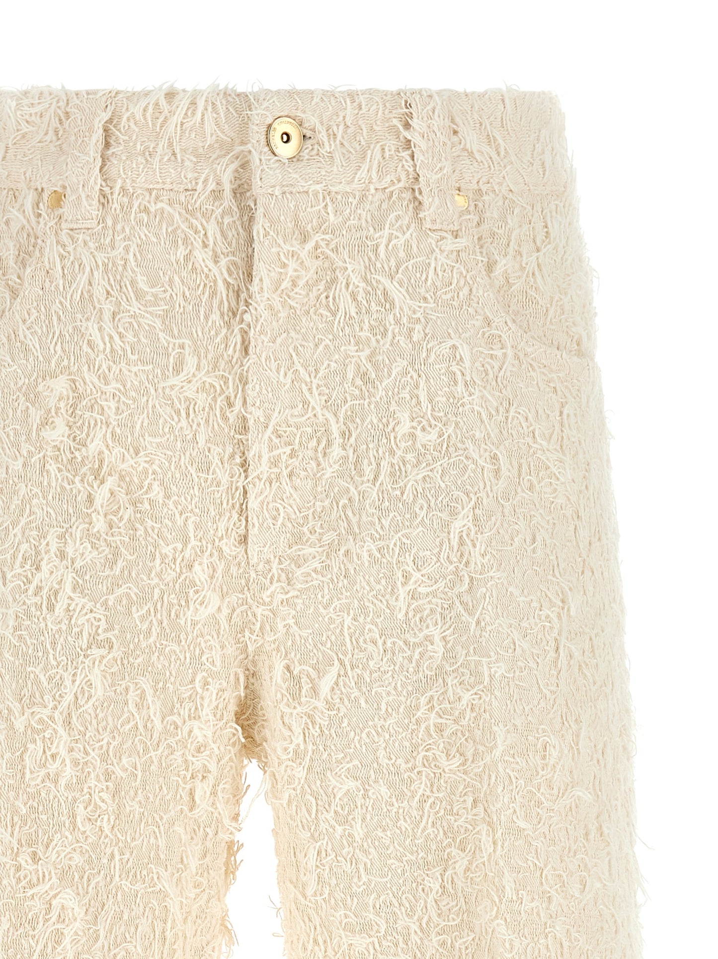 Trousers by Brunello Cucinelli for women in cotton denim beige, brown, gold & ivory features an on trend silhouette, showcasing a sophisticated straight-leg & cropped with a cropped and high rise for an on trend finish.