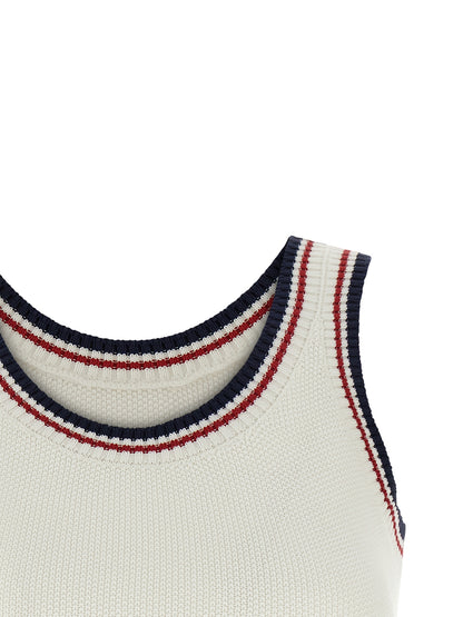 Activewear T-Shirt by Brunello Cucinelli for women in cotton navy, red, white & striped features a sporty silhouette with and , showcasing innovative breathable-design for a sporty finish.