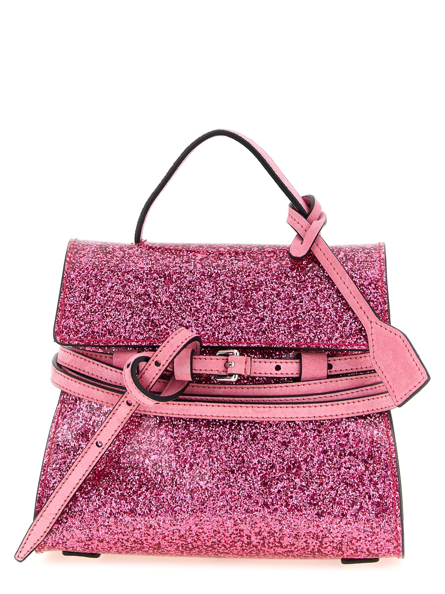 Small Handbag by Moschino for women in faux leather & cotton multicolor, pink & silver features a refined silhouette, showcasing a secure buckle, organized , and versatile shoulder-strap, adjustable-strap & handle for a refined finish.