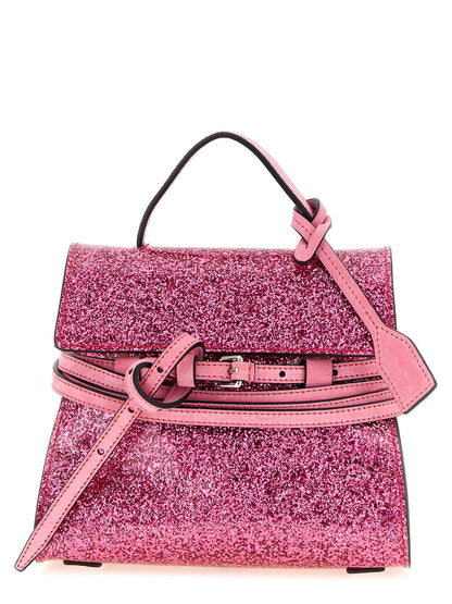 Small Handbag by Moschino for women in faux leather & cotton multicolor, pink & silver features a refined silhouette, showcasing a secure buckle, organized , and versatile shoulder-strap, adjustable-strap & handle for a refined finish.