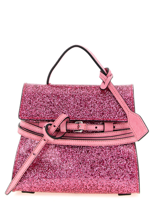 Small Handbag by Moschino for women in faux leather & cotton multicolor, pink & silver features a refined silhouette, showcasing a secure buckle, organized , and versatile shoulder-strap, adjustable-strap & handle for a refined finish.