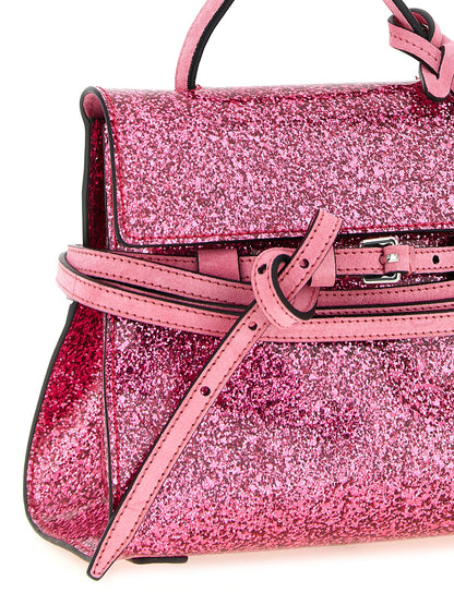 Small Handbag by Moschino for women in faux leather & cotton multicolor, pink & silver presents a ornamental silhouette, showcasing a secure buckle, ample , and versatile shoulder-strap, adjustable-strap & handle for a ornamental finish.