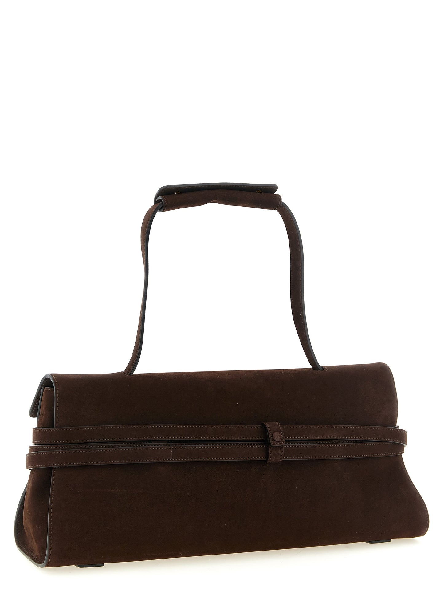 Shoulder Flap Bag by Moschino for women in calfskin leather brown & gold features an effortlessly chic silhouette with a secure flap, zipper & buckle, ample , and versatile shoulder-strap, handle & belt-strap for effortlessly chic everyday luxury.