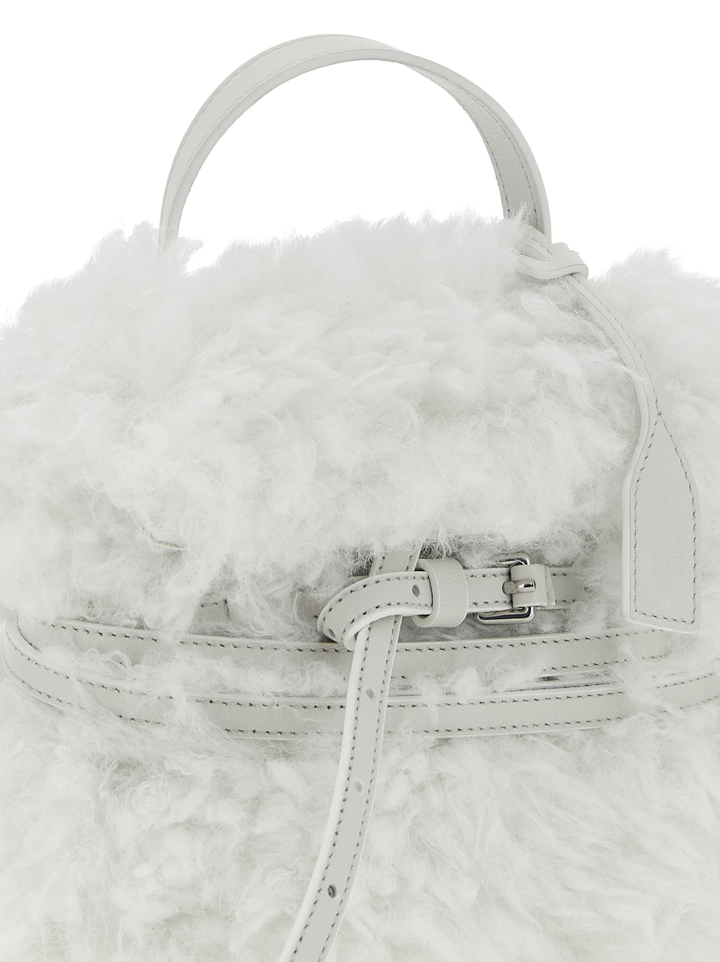 Small Handbag by Moschino for women in leather & velvet silver & white features a exquisite silhouette, showcasing a secure buckle and exquisite with versatile shoulder-strap, handle, adjustable-strap & belt-strap for a exquisite finish.