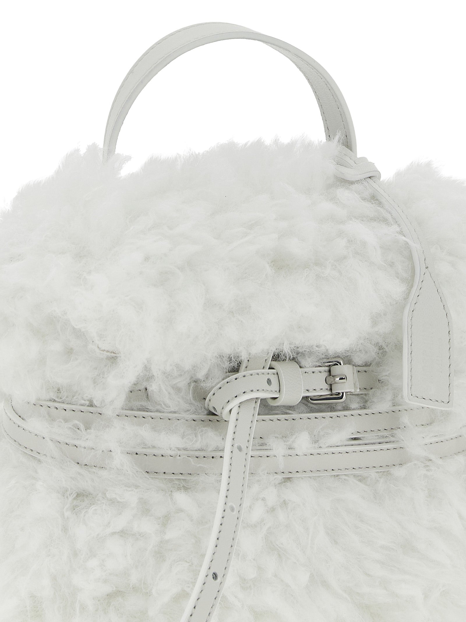 Small Handbag by Moschino for women in leather & velvet silver & white features a exquisite silhouette, showcasing a secure buckle and exquisite with versatile shoulder-strap, handle, adjustable-strap & belt-strap for a exquisite finish.