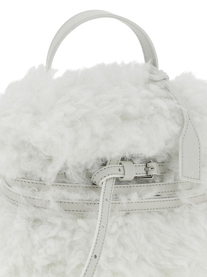 Small Handbag by Moschino for women in leather & velvet silver & white features a exquisite silhouette, showcasing a secure buckle and exquisite with versatile shoulder-strap, handle, adjustable-strap & belt-strap for a exquisite finish.