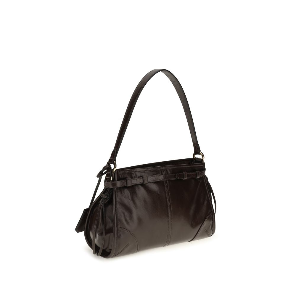 Mini Hobo Handbag by Prada for women in polyurethane nylon & bos taurus calf leather brown & signature features a refined silhouette, showcasing a secure zipper, organized , and versatile shoulder-strap, handle, adjustable-strap, detachable-strap & belt-strap for a refined finish.
