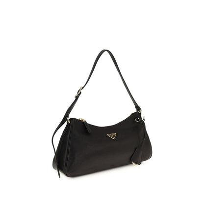 2-in-1 Shoulder & Crossbody Bag by Prada for women in polyurethane & bos taurus nappa calf leather black & natural features a enviable silhouette, showcasing a secure zipper, ample , and enviable crossbody-strap & shoulder-strap for a enviable finish.