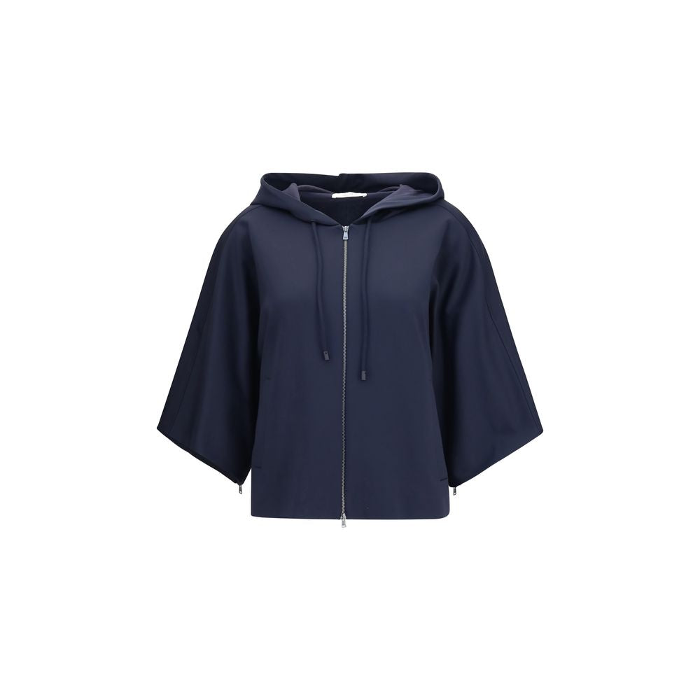 Sweatshirt Hoodie by Max Mara for women in stretch polyamide cotton blue features an luminous silhouette, showcasing a sophisticated hooded neckline and for a truly luminous look.