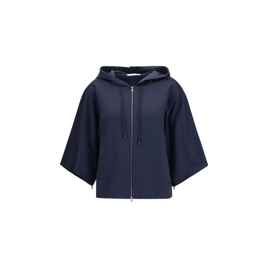Sweatshirt Hoodie by Max Mara for women in stretch polyamide cotton blue features an luminous silhouette, showcasing a sophisticated hooded neckline and for a truly luminous look.