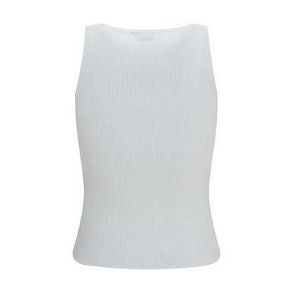 Tank Top by Max Mara for women in polyester & viscose white showcases a meticulous silhouette, artfully finished with a meticulous round neckline and for a sophisticated, meticulous look.